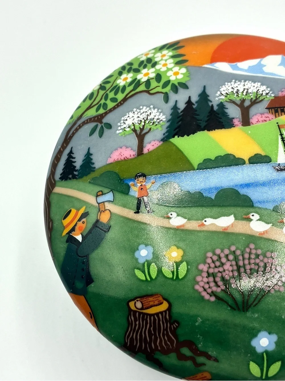 Vintage Waechtersbach Reutter Porzellan W Germany Colorful Folk Art Trinket Box
